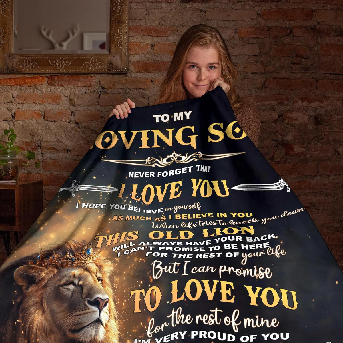 To My Loving Son Blanket - Lion Sherpa Fleece Throw For Son From Dad - KIEN00