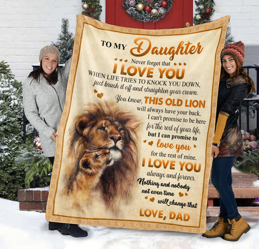 To My Daughter Blanket - Lion Sherpa Fleece Throw For Daughter From Dad - KIEN00
