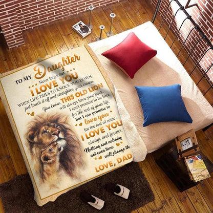 To My Daughter Blanket - Lion Sherpa Fleece Throw For Daughter From Dad - KIEN00