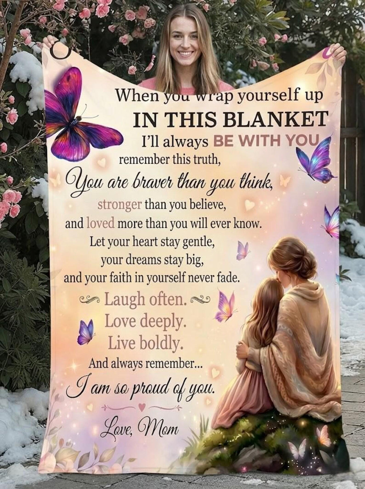To My Daughter Blanket - Butterfly Sherpa Fleece Throw For Daughter From Mom - KIEN00