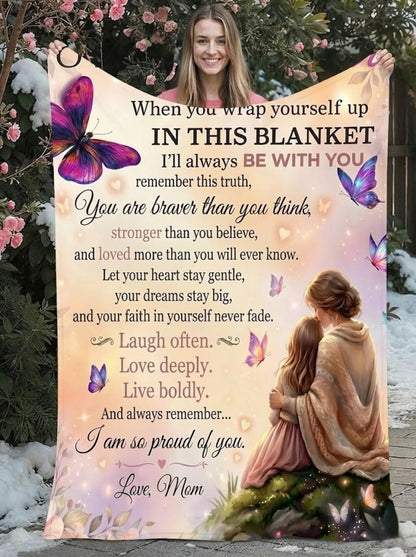 To My Daughter Blanket - Butterfly Sherpa Fleece Throw For Daughter From Mom - KIEN00