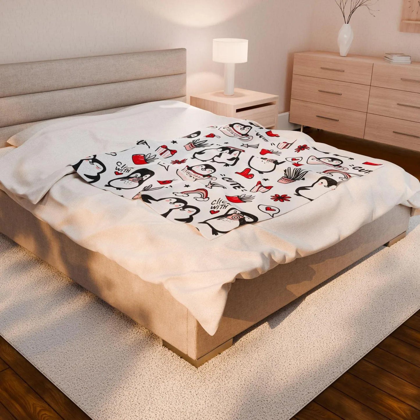 Cute Penguin Blanket - Cozy Cartoon Penguin Sherpa Fleece Throw For Kids - KIEN00