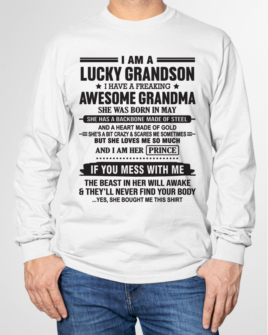 I Am A Lucky Grandson T-Shirt – Birthday Gift From May Grandma / Woman - kien05 (SKU11-29-05)