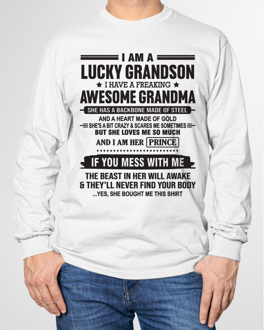 I Am A Lucky Grandson T-Shirt – Birthday Gift From Grandma / Woman - kien00 (SKU11-29-00)