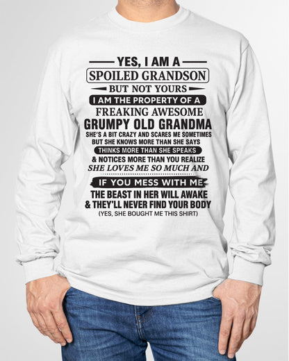 Yes I’m A Stubborn Grandson T-Shirt – Birthday Gift From Grandma / Woman - kien00 (SKU10-171-00)