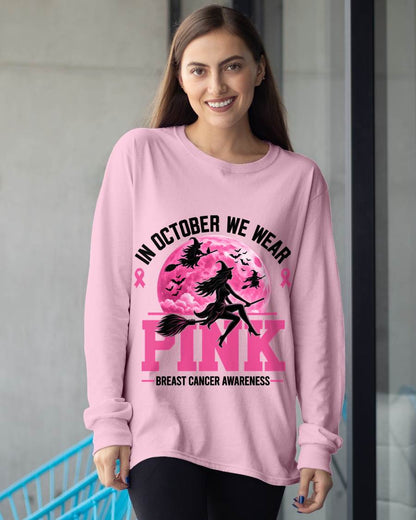 IN OCTOBER WE WEAR PINK - PINK WITCH SHIRT FOR WOMEN - BREAST CANCER AWARENESS - KIEN00 (SKU2608-371)