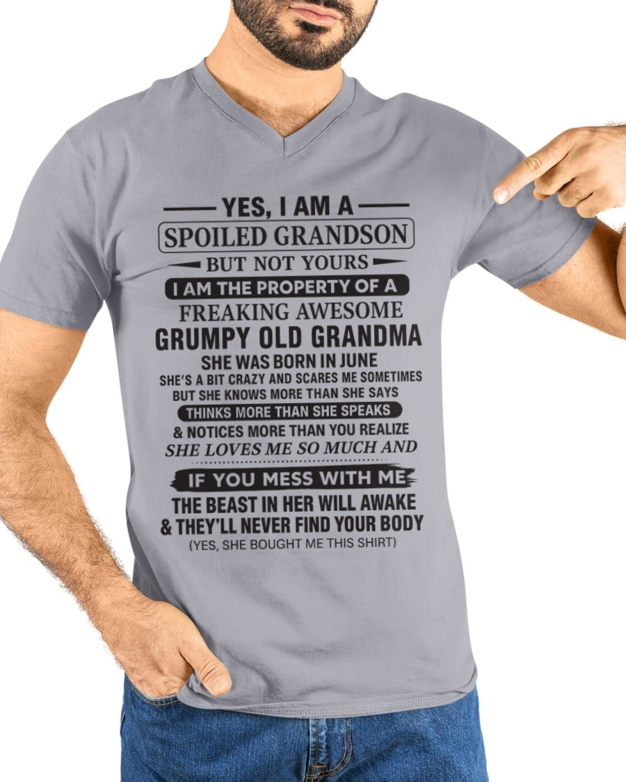 Yes I’m A Stubborn Grandson T-Shirt – Birthday Gift From June Grandma / Woman - kien06 (SKU10-171-06)