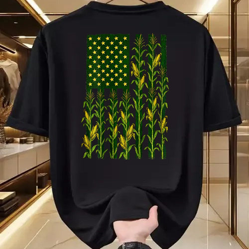 Best Farmer Life Shirt, Funny Farmer UnisexT-Shirt/Hoodie/Sweatshirt HLT00 - (Back) Vintage Corn American Flag Patriotic Farmer Farm Flag T-Shirt