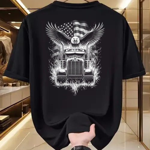 Best Truck Driver Life Shirt, Funny Trucker UnisexT-Shirt/Hoodie/Sweatshirt HLT00 - Trucker Patriotic American Flag Semi Truck Driver Eagle T-Shirt (3)