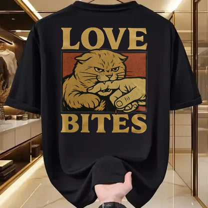 Cat Love Shirt, Funny Cat Lover Gift UnisexT-Shirt/Hoodie/Sweatshirt HLT00 - Love Bites Angry Cat T-Shirt