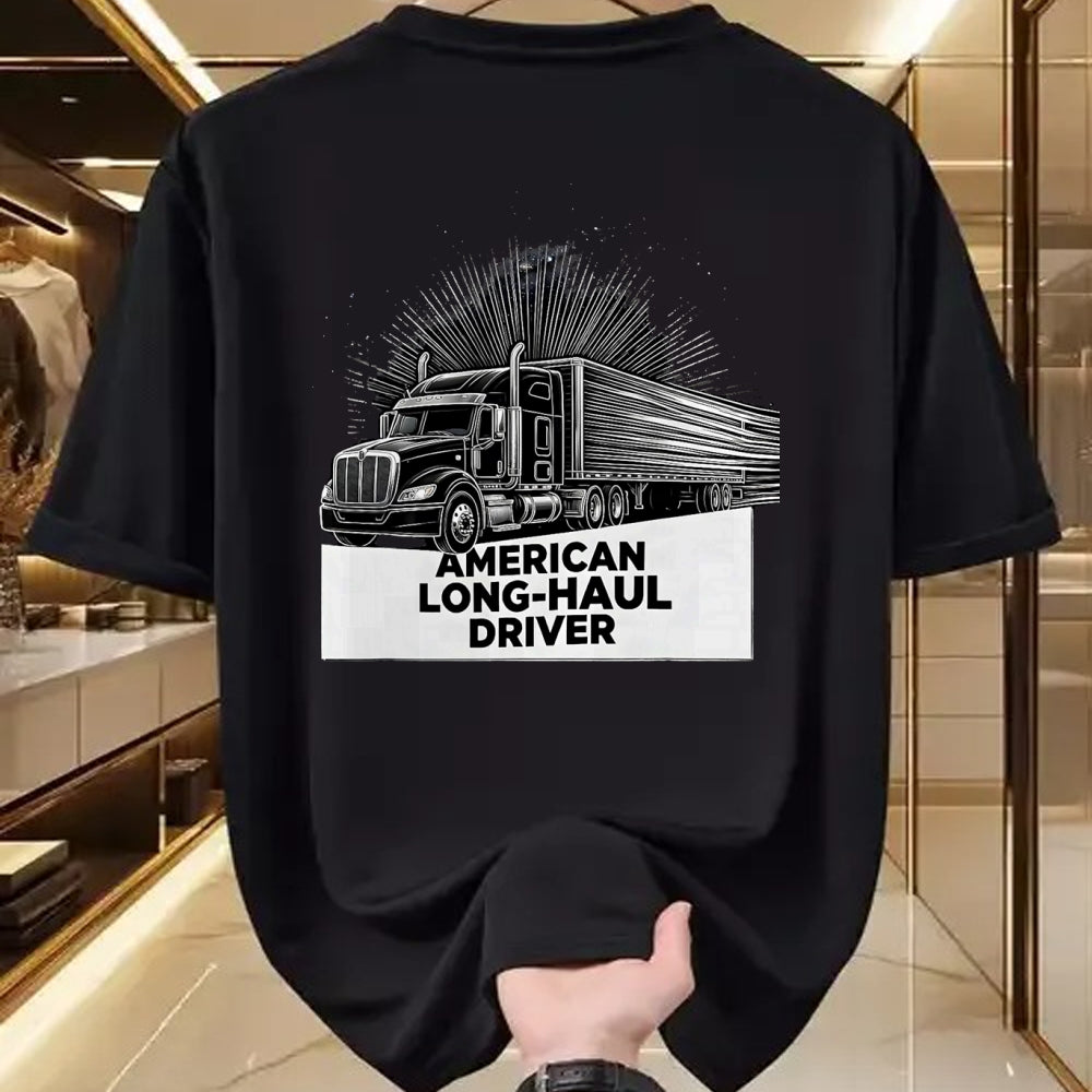 Best Truck Driver Life Shirt, Funny Trucker UnisexT-Shirt/Hoodie/Sweatshirt HLT00 - American Long-Haul Driver Patriotic Semi Truck Driver T-Shirt, Men, Heather Blue, Large