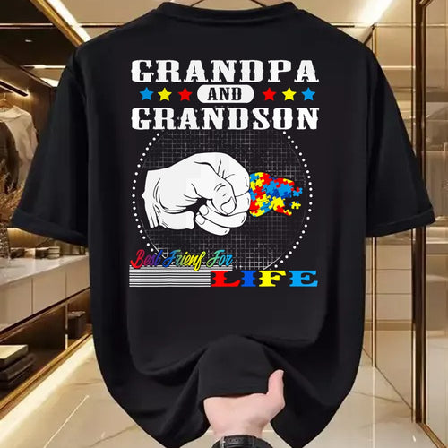Best Grandpa Shirt, Proud Grandpa Unisex T-Shirt/Hoodie/Sweatshirt HLT00 - Autism Awareness Grandpa Grandson Best Friend for Life Gift T-Shirt