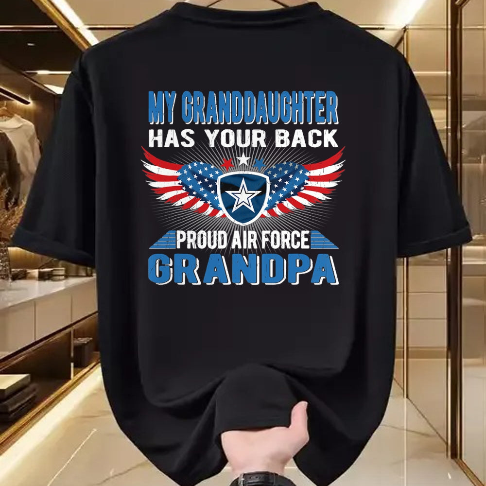 Best Grandpa Shirt, Proud Grandpa Unisex T-Shirt/Hoodie/Sweatshirt HLT00 - My Granddaughter Has Your Back Proud Air Force Grandpa Gift T-Shirt