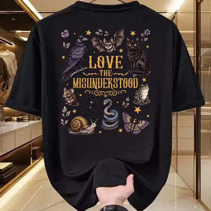 Cat Love Shirt, Funny Cat Lover Gift UnisexT-Shirt/Hoodie/Sweatshirt HLT00 - Vintage Love The Misunderstood Bat Raven Cat Snake Moth Frog T-Shirt