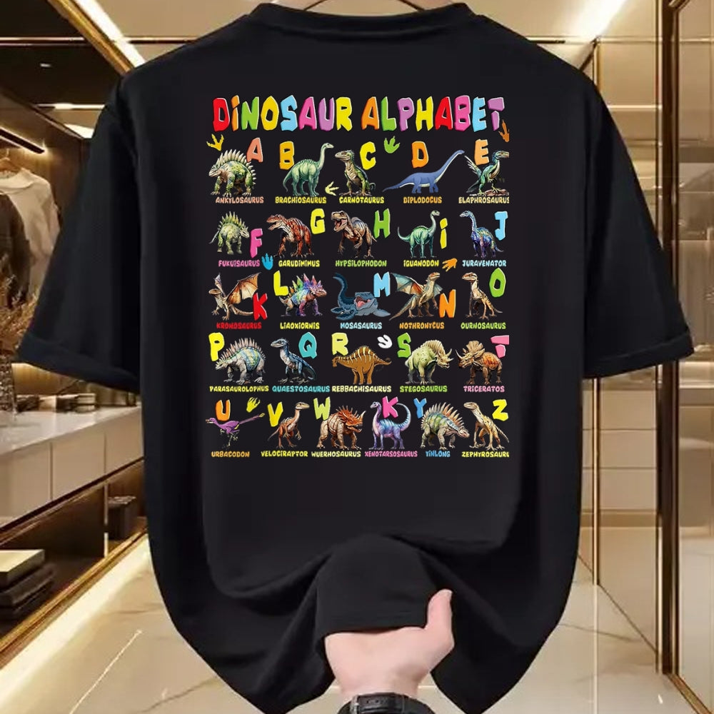 Best Dinosaur Lover Shirt, Funny Dinosaur UnisexT-Shirt/Hoodie/Sweatshirt HLT00 - Types of Dinosaurs Alphabet A-Z ABC Dino Boys Kids Girls T-Shirt, Men, Black, 3X-Large