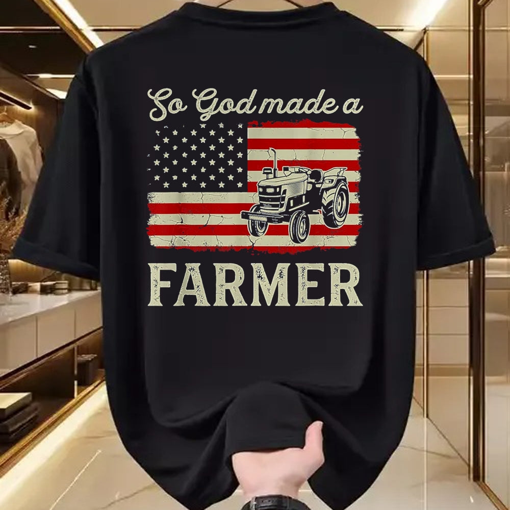Best Farmer Life Shirt, Funny Farmer UnisexT-Shirt/Hoodie/Sweatshirt HLT00 - Vintage Old American Flag Patriotic So God Made A Farmer T-Shirt, Youth, Olive Green, Medium