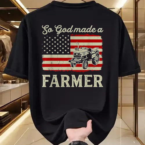 Best Farmer Life Shirt, Funny Farmer UnisexT-Shirt/Hoodie/Sweatshirt HLT00 - Vintage Old American Flag Patriotic So God Made A Farmer T-Shirt, Youth, Olive Green, Medium
