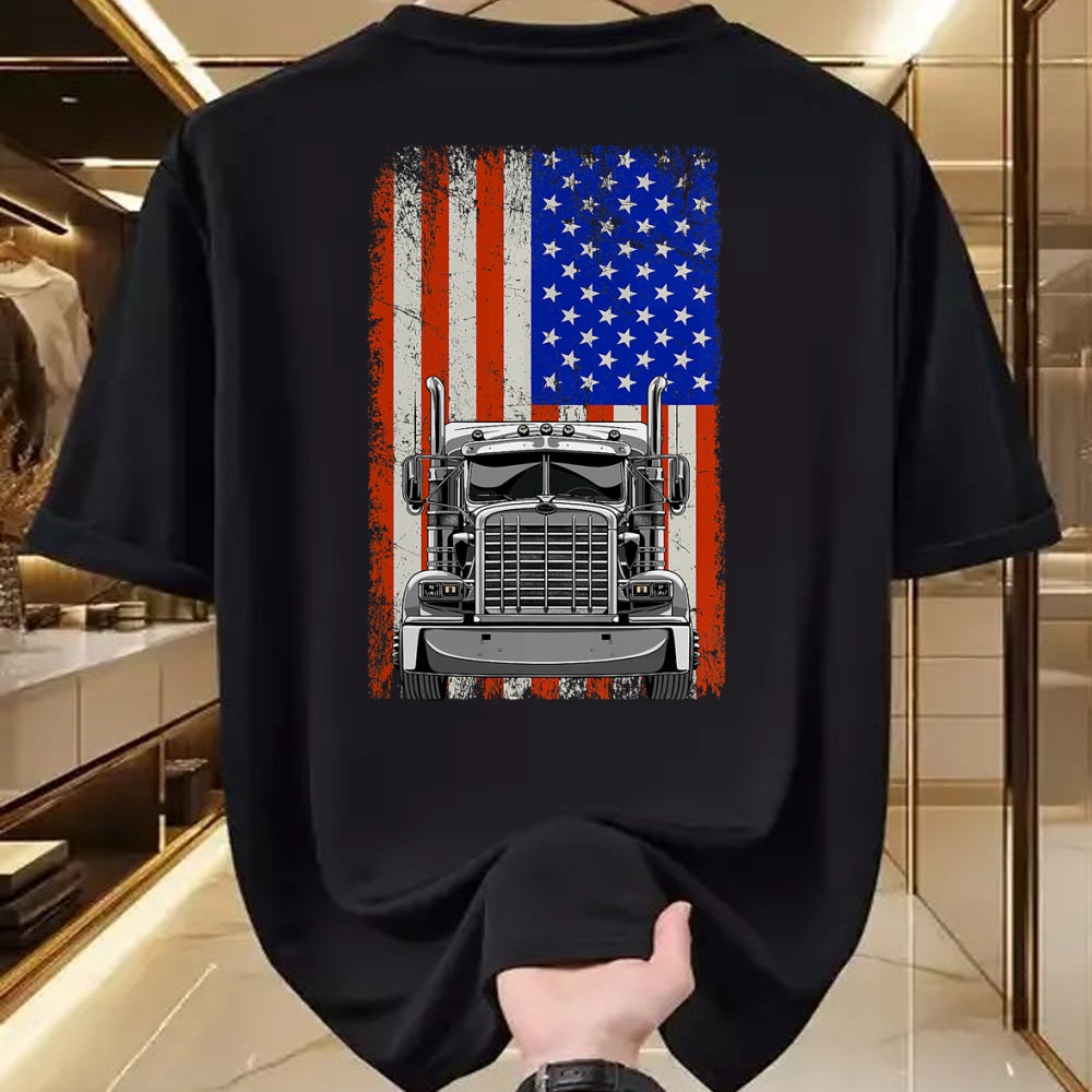 Best Truck Driver Life Shirt, Funny Trucker UnisexT-Shirt/Hoodie/Sweatshirt HLT00 - US American Flag Semi Truck Driver T-Shirt (1)