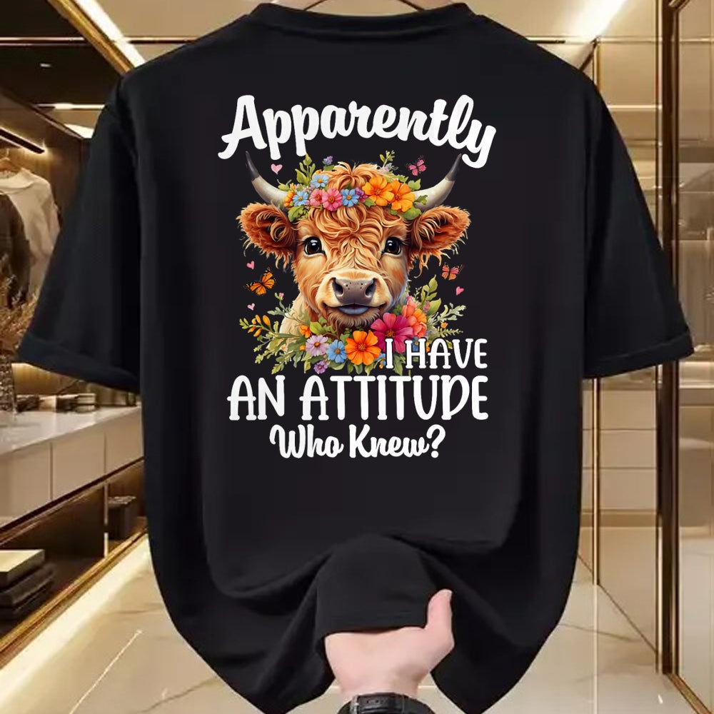 Best Farmer Life Shirt, Funny Farmer UnisexT-Shirt/Hoodie/Sweatshirt HLT00 - Apparently I Have an Attitude Who Knew Highland Cow Print T-Shirt