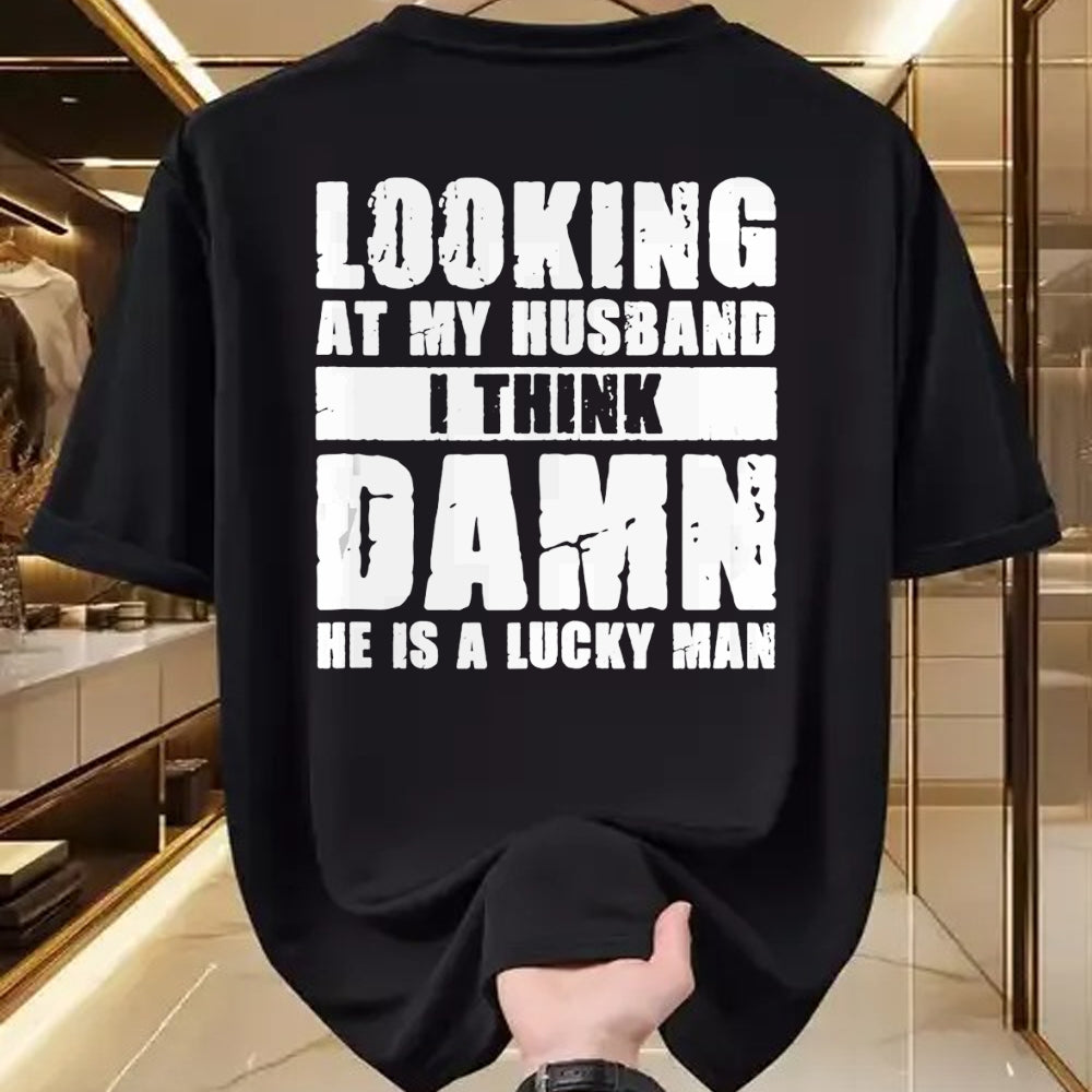 Best Wife Shirt, Wife and Husband Unisex T-Shirt/Hoodie/Sweatshirt HLT00 - Gift for wife T shirt, lucky wife   He is a Lucky Husband - Anniversary Gift - Man & Wife Tank Top