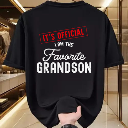 Best Grandpa Shirt, Proud Grandpa Unisex T-Shirt/Hoodie/Sweatshirt HLT00 - It's Official I'm The Favorite Grandson Vintage T-Shirt