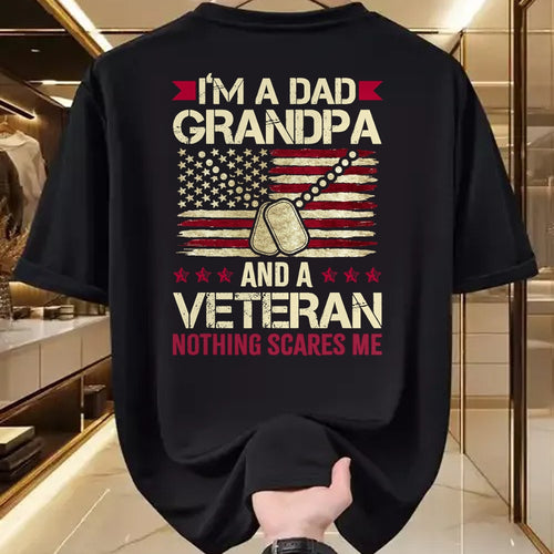 Best Grandpa Shirt, Proud Grandpa Unisex T-Shirt/Hoodie/Sweatshirt HLT00 - I'm a Dad Grandpa and a Veteran nothing scares me T-Shirt
