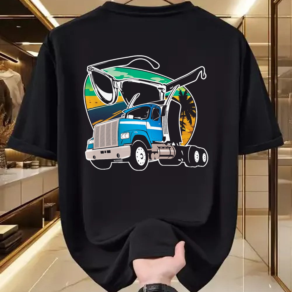 Best Truck Driver Life Shirt, Funny Trucker UnisexT-Shirt/Hoodie/Sweatshirt HLT00 - Truck Driver Peaceful Asphalt Road Trucker Glasses T-Shirt