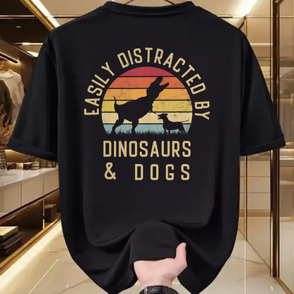 Best Dinosaur Lover Shirt, Funny Dinosaur UnisexT-Shirt/Hoodie/Sweatshirt HLT00 - Easily distracted by Dinosaurs and dogs I heart Dinosaur dog T-Shirt