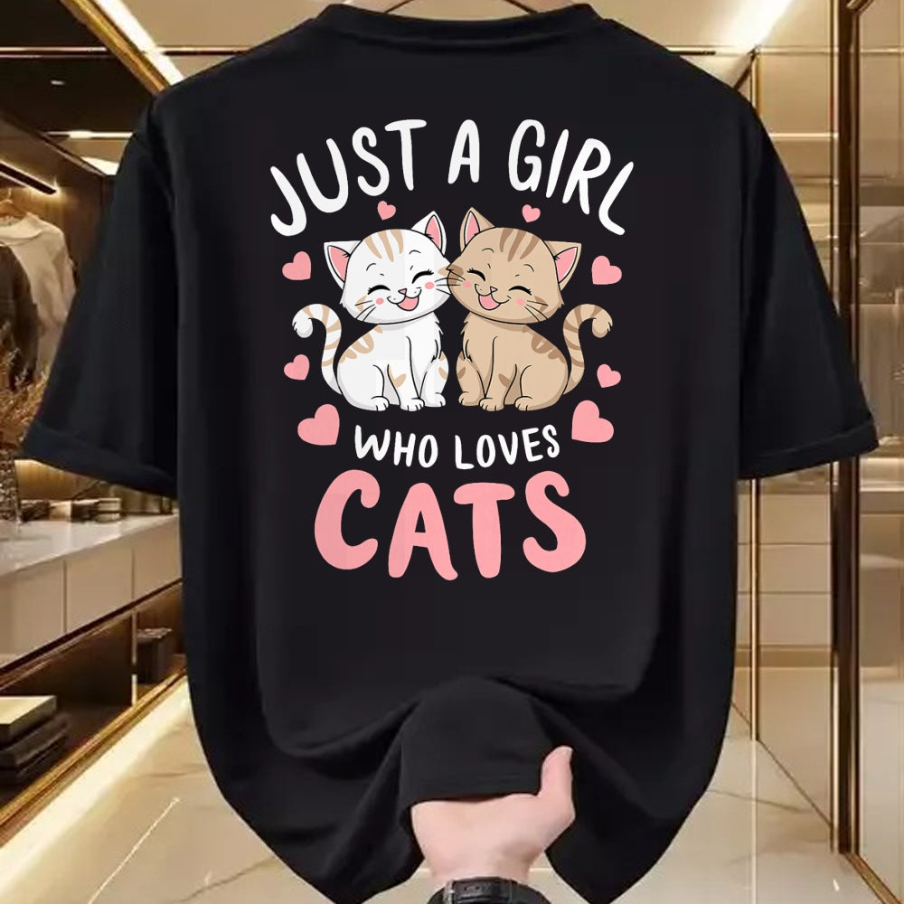 Cat Love Shirt, Funny Cat Lover Gift UnisexT-Shirt/Hoodie/Sweatshirt HLT00 - Cat Lover Just A Girl Who Loves Cats T-Shirt