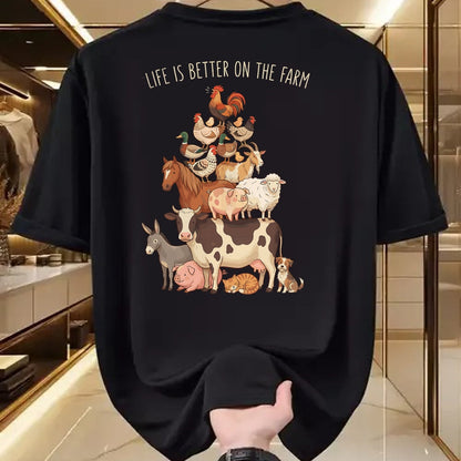 Best Farmer Life Shirt, Funny Farmer UnisexT-Shirt/Hoodie/Sweatshirt HLT00 - Life is Better on the Farm Farmers Farming Cow Pig Chicken T-Shirt