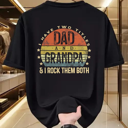 Best Grandpa Shirt, Proud Grandpa Unisex T-Shirt/Hoodie/Sweatshirt HLT00 - I Have Two Titles Dad And Grandpa I Rock Them Both Vintage T-Shirt (1)