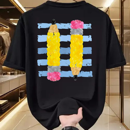 Best Teacher Shirt, Funny Teacher UnisexT-Shirt/Hoodie/Sweatshirt HLT00 - Pencil Stripes Fall Teacher Students Back to School T-Shirt