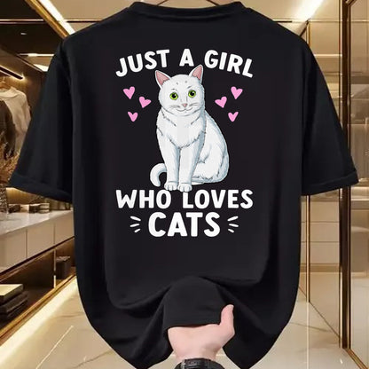 Cat Love Shirt, Funny Cat Lover Gift UnisexT-Shirt/Hoodie/Sweatshirt HLT00 - Just A Girl Who Loves Cats Cute Cat Lover Girls Women T-Shirt