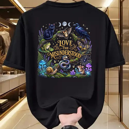 Cat Love Shirt, Funny Cat Lover Gift UnisexT-Shirt/Hoodie/Sweatshirt HLT00 - Love The Misunderstood Bat Raven Cat Snake Spider Frog Moth T-Shirt