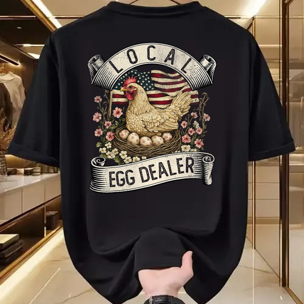 Best Farmer Life Shirt, Funny Farmer UnisexT-Shirt/Hoodie/Sweatshirt HLT00 - Local Egg Dealer  Farm Chicken with American Flag Farmer T-Shirt