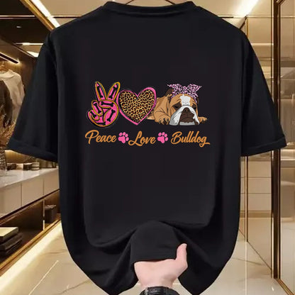 Dog Love Shirt, Dog Lover Gift T-Shirt/Hoodie/Sweatshirt HLT00 - Peace Love English Bulldog Funny Puppy Dog Mom Mother_s Day T-Shirt