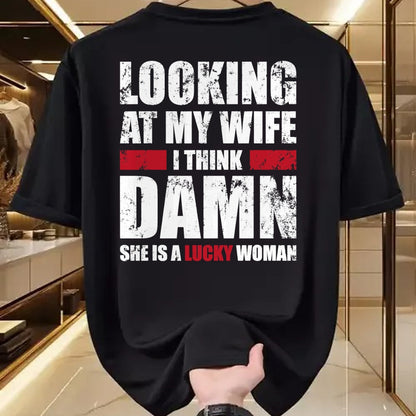 Best Wife Shirt, Wife and Husband Unisex T-Shirt/Hoodie/Sweatshirt HLT00 - Gift for wife T shirt, lucky wife   My Wife - She Is A Lucky Woman - Funny Husband T-Shirt