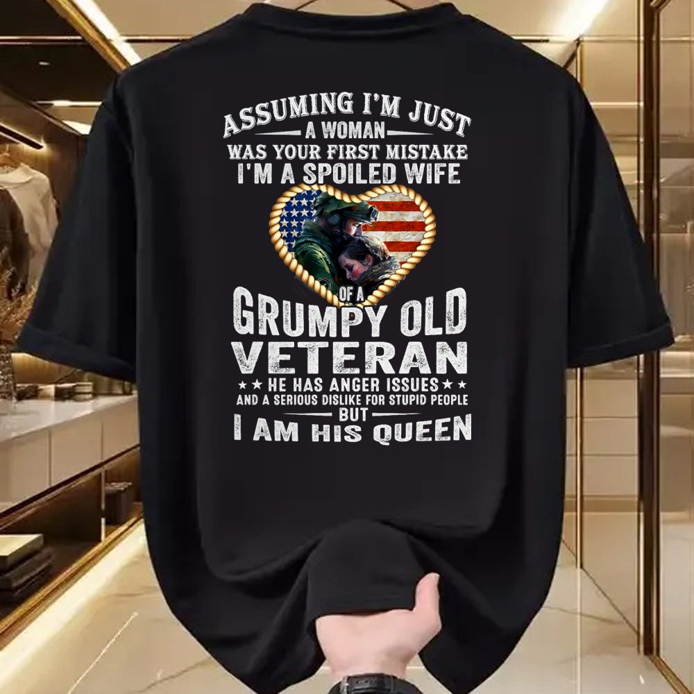 Best Wife Shirt, Wife and Husband Unisex T-Shirt/Hoodie/Sweatshirt HLT00 - Gift for wife T shirt, spoiled wife   I'm A Spoiled Wife Of A Grumpy Old Veteran - Veteran's Wife T- (1)