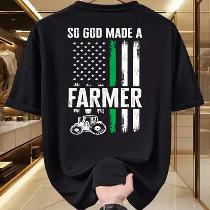Best Farmer Life Shirt, Funny Farmer UnisexT-Shirt/Hoodie/Sweatshirt HLT00 - Patriotic American Flag Tractor So God Made A Farmer Long Sleeve T-Shirt