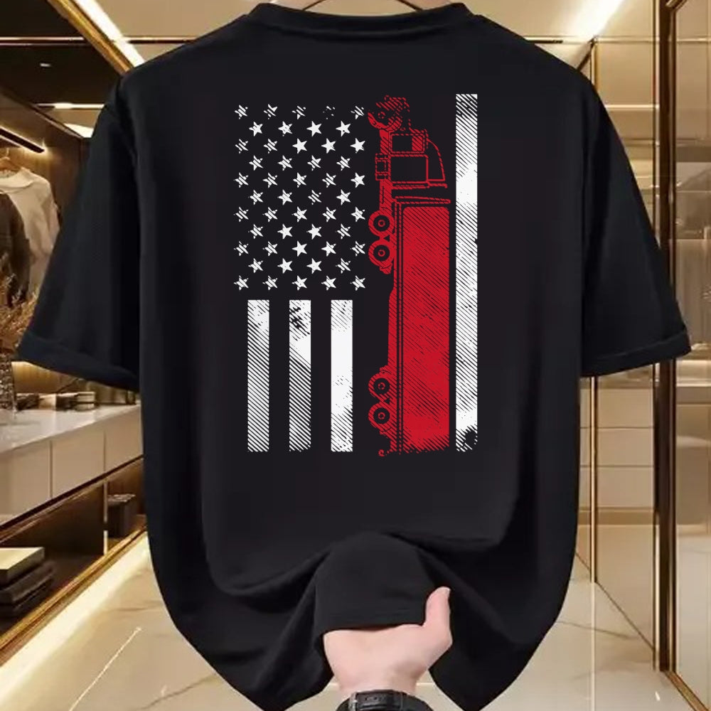 Best Truck Driver Life Shirt, Funny Trucker UnisexT-Shirt/Hoodie/Sweatshirt HLT00 - US American Flag Semi Truck Driver 18 Wheeler Trucker Gift Short Sleeve T-Shirt