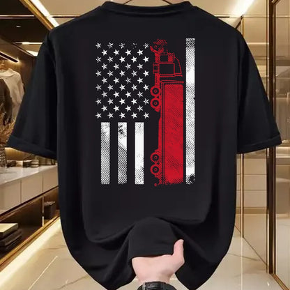 Best Truck Driver Life Shirt, Funny Trucker UnisexT-Shirt/Hoodie/Sweatshirt HLT00 - US American Flag Semi Truck Driver 18 Wheeler Trucker Gift Short Sleeve T-Shirt