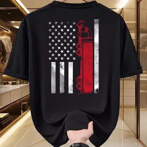 Best Truck Driver Life Shirt, Funny Trucker UnisexT-Shirt/Hoodie/Sweatshirt HLT00 - US American Flag Semi Truck Driver 18 Wheeler Trucker Gift Short Sleeve T-Shirt