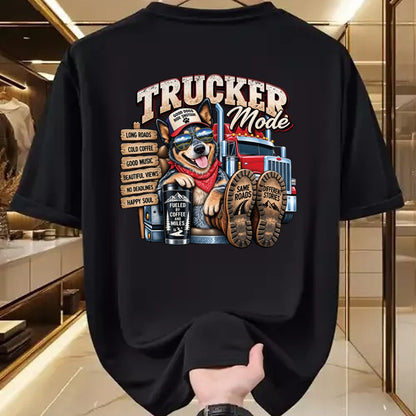 Best Truck Driver Life Shirt, Funny Trucker UnisexT-Shirt/Hoodie/Sweatshirt HLT00 - Funny Trucker Blue Heeler Dog Semi Truck Driver Humor Design Long Sleeve T-Shirt