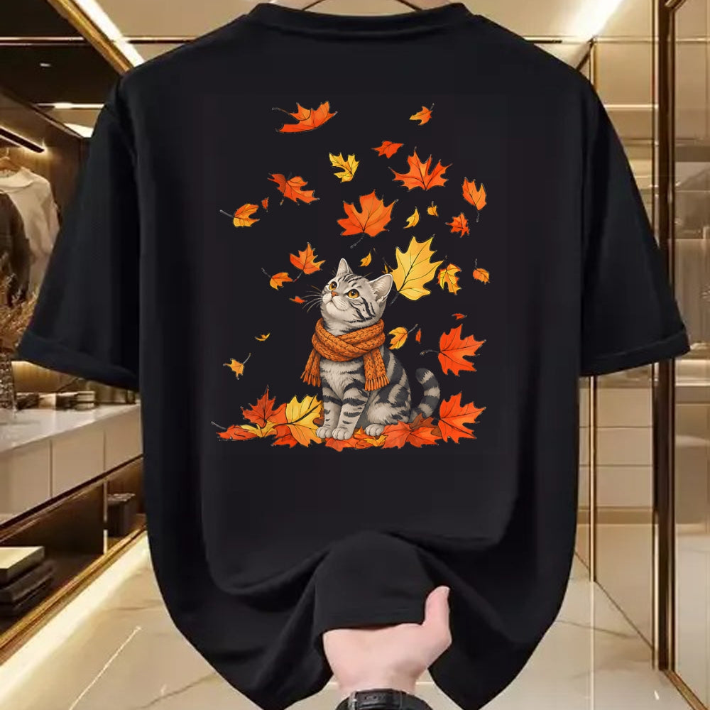 Cat Love Shirt, Funny Cat Lover Gift UnisexT-Shirt/Hoodie/Sweatshirt HLT00 - Cute Cat Leaf Fall Autumn Cat FallKitten Kitty Cat Lovers T-Shirt