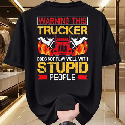 Best Truck Driver Life Shirt, Funny Trucker UnisexT-Shirt/Hoodie/Sweatshirt HLT00 - Funny Trucker Warning Semi Truck Driver Trucker T-Shirt, Men, Black, Large
