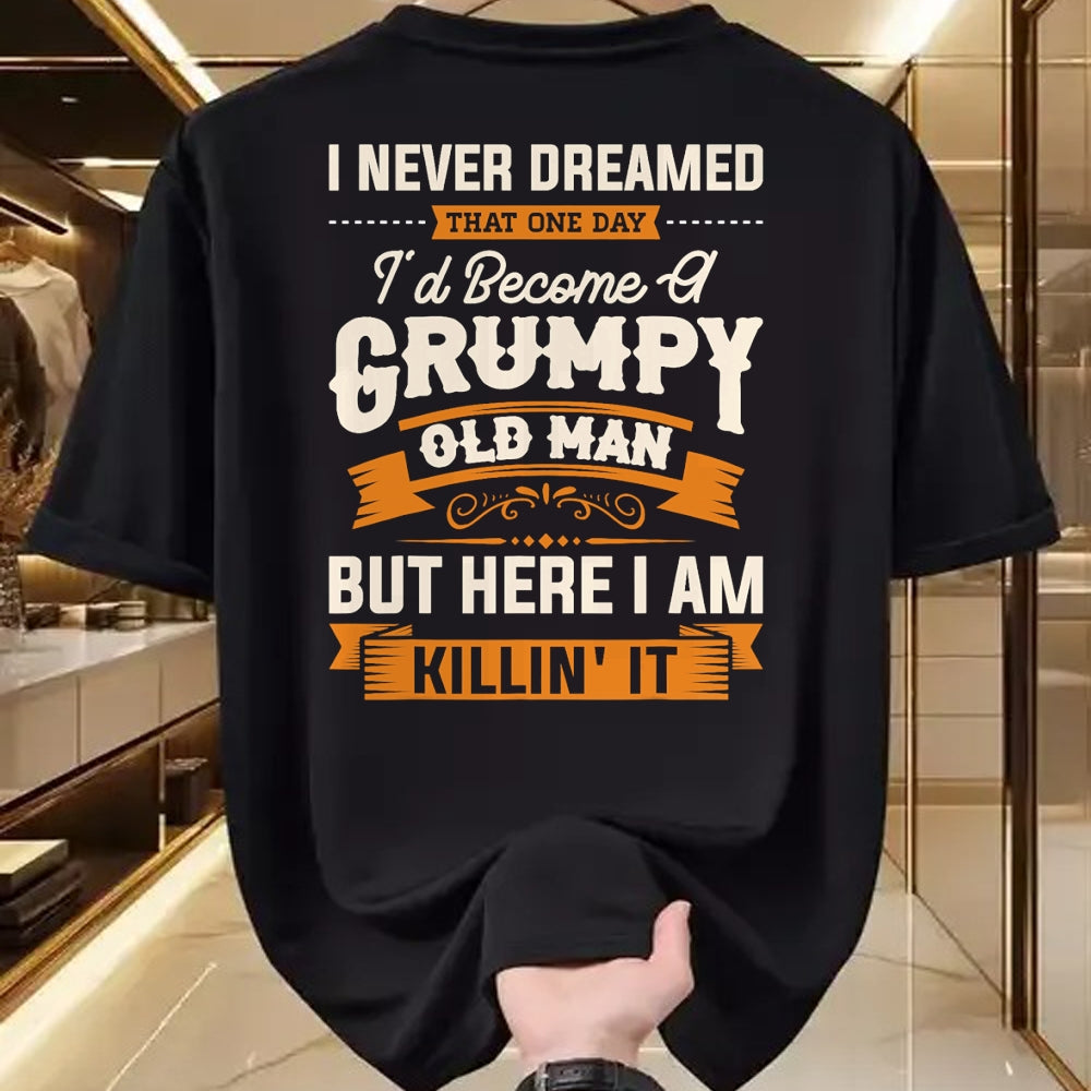 Best Grandpa Shirt, Proud Grandpa Unisex T-Shirt/Hoodie/Sweatshirt HLT00 - Mens I Never Dreamed That I'd Become A Grumpy Old Man Grandpa Short Sleeve T-Shirt (1)