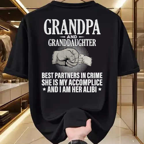 Best Grandpa Shirt, Proud Grandpa Unisex T-Shirt/Hoodie/Sweatshirt HLT00 - Grandpa and Granddaughter best partners in crime T-Shirt