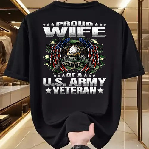 Best Wife Shirt, Wife and Husband Unisex T-Shirt/Hoodie/Sweatshirt HLT00 - Gift for wife T shirt, lucky wife   Proud Wife Of A US Army Veteran Military Vet's Spouse T-Shirt