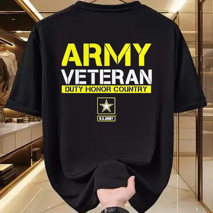 Proud Veteran Shirt, Funny Veteran UnisexT-Shirt/Hoodie/Sweatshirt HLT00 - US Army Veteran Duty Honor Land T-Shirt, Men, Black, 3X-Large