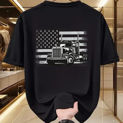 Best Truck Driver Life Shirt, Funny Trucker UnisexT-Shirt/Hoodie/Sweatshirt HLT00 - US American Flag Semi Truck Driver T-Shirt (5)